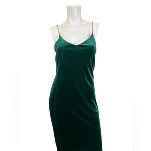 Green Midi Dress with Gold Chain Straps
